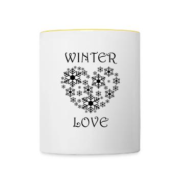 Winter Love Hiking Mountains Landscape Winter - Contrasting Mug - white/yellow - Front