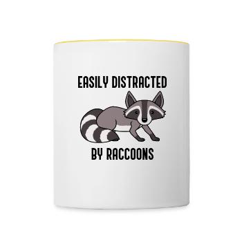 Ablenkt von Waschbären, Natur, Wildtieren, süßes - Tasse zweifarbig - Weiß/Gelb - Vorne