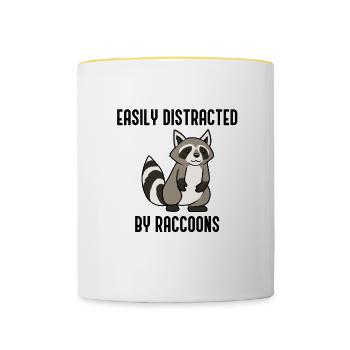 Distrait par les adorables animaux sauvages des - Mug contrasté - blanc/jaune - Devant