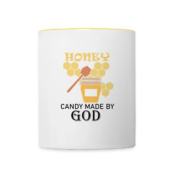 Honey Delicious Natural Candy Made By God Bees - Contrasting Mug - white/yellow - Front