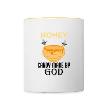 Candy Made By God Honey Bees Nature Wildlife - Contrasting Mug - white/yellow - Front
