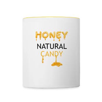 Honey is Natural Candy Ironic Saying Bee Nature - Contrasting Mug - white/yellow - Front