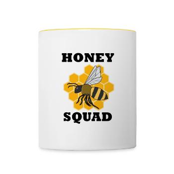 Honey Squad Ironic Saying Wildlife Cute Bees - Contrasting Mug - white/yellow - Front