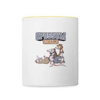 Opossum, animal mignon, rongeur, animal sauvage - Mug contrasté - blanc/jaune - Devant
