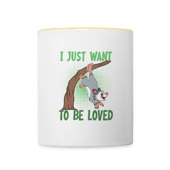 Opossum, mignon rongeur, animal sauvage, citation - Mug contrasté - blanc/jaune - Devant