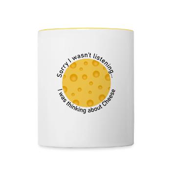 Vous pensez à manger du fromage Delicious Food - Mug contrasté - blanc/jaune - Devant