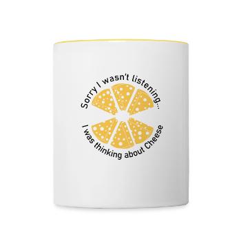Käse herstellen Essen Käseliebhaber Ironisches - Tasse zweifarbig - Weiß/Gelb - Vorne