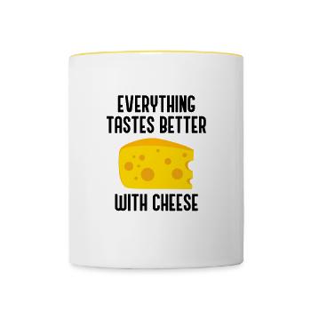Eating Cheese Delicious Food Lover Cheesemaking - Contrasting Mug - white/yellow - Front