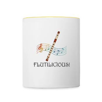 Flutilicious Funny Saying Flute Player Flutist - Contrasting Mug - white/yellow - Front