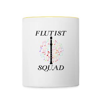 Flûtiste Joueur de flûte professionnel Musicien - Mug contrasté - blanc/jaune - Devant