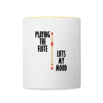 Flute Lifts Mood Classical Musician Orchestra - Contrasting Mug - white/yellow - Front