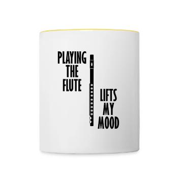 Flûte de musicien Funny Saying Flute Lifts Mood - Mug contrasté - blanc/jaune - Devant