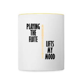 Flute Lifts Mood Ironic Saying Professional - Contrasting Mug - white/yellow - Front