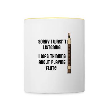 Jouer de la flûte soulève l'humeur : musicien, - Mug contrasté - blanc/jaune - Devant