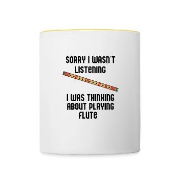 Flutist Ironic Saying Flute Player Musician - Contrasting Mug - white/yellow - Front