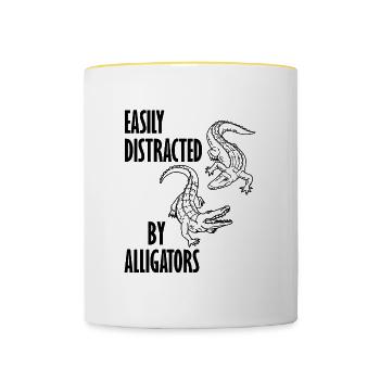 Ablenkt von Alligatoren, Sumpfkrokodil, Reptilien - Tasse zweifarbig - Weiß/Gelb - Vorne