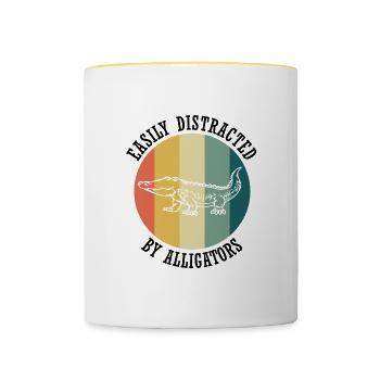 Ablenkt von Alligatoren, Wildtieren, Sumpf, Natur, - Tasse zweifarbig - Weiß/Gelb - Vorne