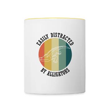 Wildlife Crocodiles Ironic Saying Alligator - Contrasting Mug - white/yellow - Front