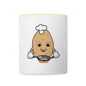 Cooking Potatoes Funny Hobby Chef Potato Eating - Contrasting Mug - white/yellow - Front