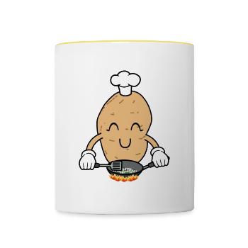Potatoes Hobby Chef Cooking Baking French Fries - Contrasting Mug - white/yellow - Front