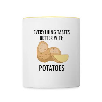 Vegetables Funny Quote Potatoe Eating - Contrasting Mug - white/yellow - Front
