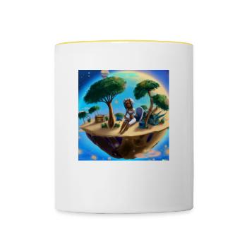 Chilling in Space, far from Earth - Mug contrasté - blanc/jaune - Devant