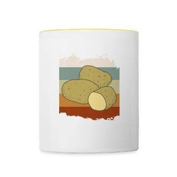 Pommes de terre dansantes, légumes mignons, Hobby - Mug contrasté - blanc/jaune - Devant