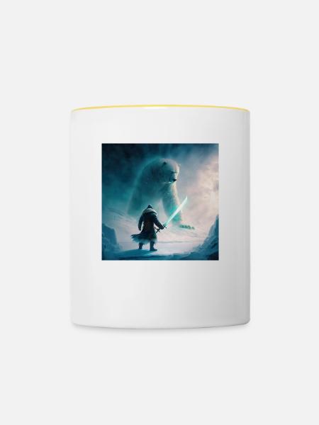 Samurai Vs Bär - Tasse zweifarbig - Weiß/Gelb