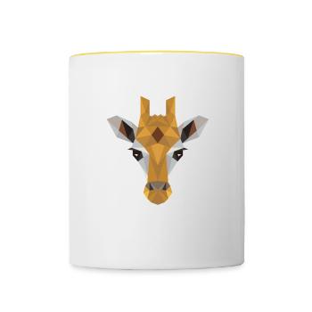 Giraffe Art Cute Artsy Camelopard Animal Wildlife - Contrasting Mug - white/yellow - Front