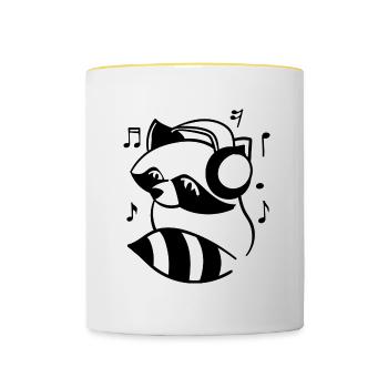 Clef Wild Animal, musicienne de Raccoon Music - Mug contrasté - blanc/jaune - Devant
