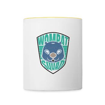 Wombat Squad Lustiges Nagetier Australischer - Tasse zweifarbig - Weiß/Gelb - Vorne