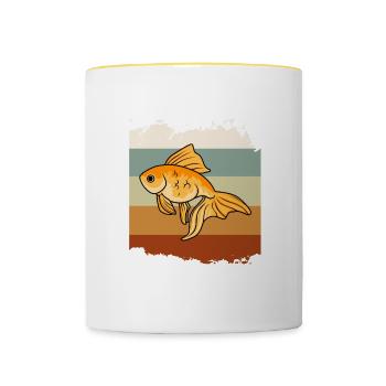 Cute Goldfish Aquarium Artsy Fish - Contrasting Mug - white/yellow - Front