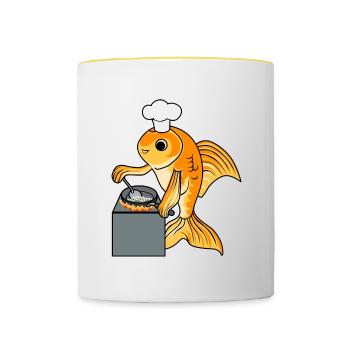 Citation ironique de Goldfish Chef, cuisine de - Mug contrasté - blanc/jaune - Devant