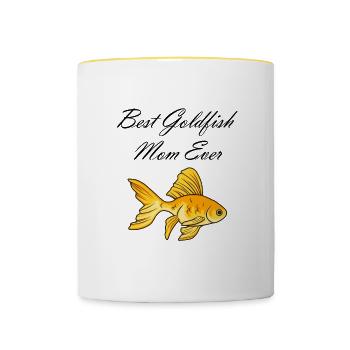 Goldfish Mom Funny Hobby Aquaristics Lover - Contrasting Mug - white/yellow - Front