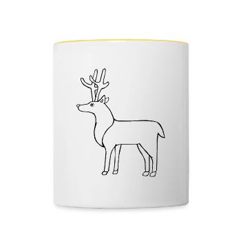 Game Animal Deer Wildlife Forest Animal Sketch - Contrasting Mug - white/yellow - Front