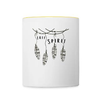 free spirit Feder - Tasse zweifarbig - Weiß/Gelb - Vorne