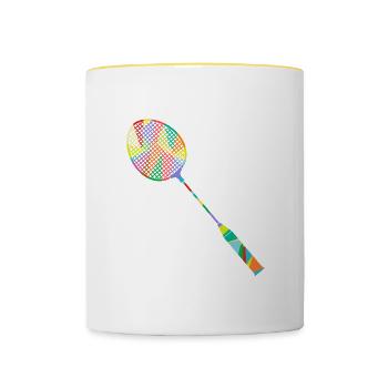 Badminton Hobby Retro Sports Shuttlecock - Contrasting Mug - white/yellow - Front