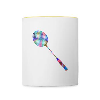 Raquette de joueur de badminton Shuttlecock Hobby - Mug contrasté - blanc/jaune - Devant
