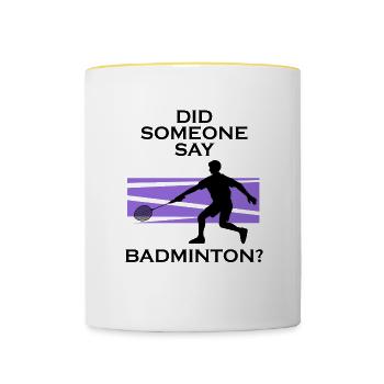 Badminton Player Hobby Sports Retro Sports - Contrasting Mug - white/yellow - Front