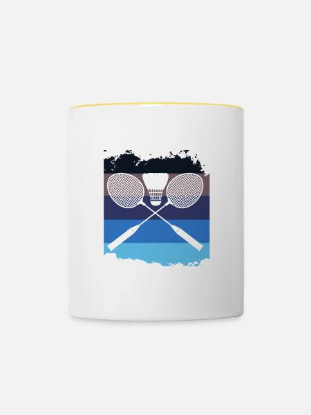 Badmintonschläger Professioneller Badmintonspieler - Tasse zweifarbig - Weiß/Gelb