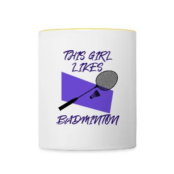 Badmintonspieler Shuttlecock Badmintonspieler - Tasse zweifarbig - Weiß/Gelb - Vorne