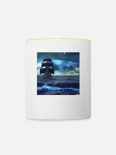 Dunkle Wellen - Tasse zweifarbig - Weiß/Gelb