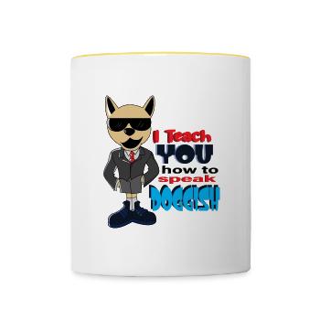 Professioneller Hundetrainer mit ironischem Zitat - Tasse zweifarbig - Weiß/Gelb - Vorne