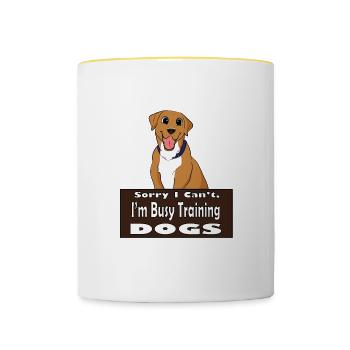 Busy Training Hunde Süßes Hundetraining für Welpen - Tasse zweifarbig - Weiß/Gelb - Vorne