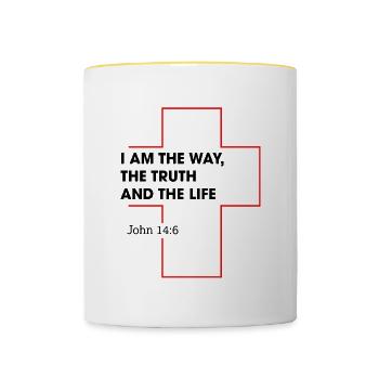 Jesus Christus Christentum Bibelzitat Glaube - Tasse zweifarbig - Weiß/Gelb - Vorne