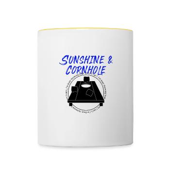 Sunshine and Cornhole Sack Tossing Hobby - Mug contrasté - blanc/jaune - Devant