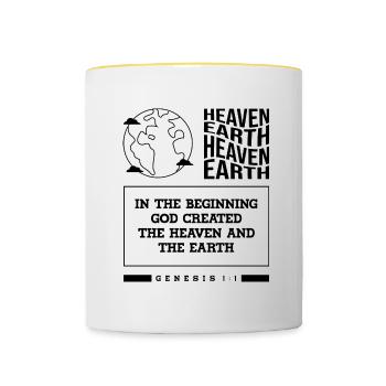 Gottes Schöpfung, Bibelstudium, Vers, Glaube, - Tasse zweifarbig - Weiß/Gelb - Vorne