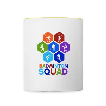Shuttlecock Badminton Retro Sports Hobby - Mug contrasté - blanc/jaune - Devant