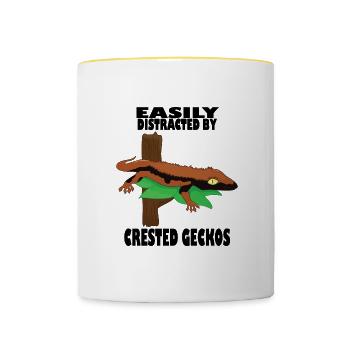 Ablenkt von süßen Haubengeckos, Echsenreptilien - Tasse zweifarbig - Weiß/Gelb - Vorne