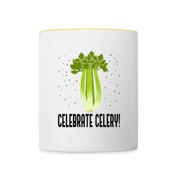 Célébrez le céleri, les légumes et le poireau - Mug contrasté - blanc/jaune - Devant
